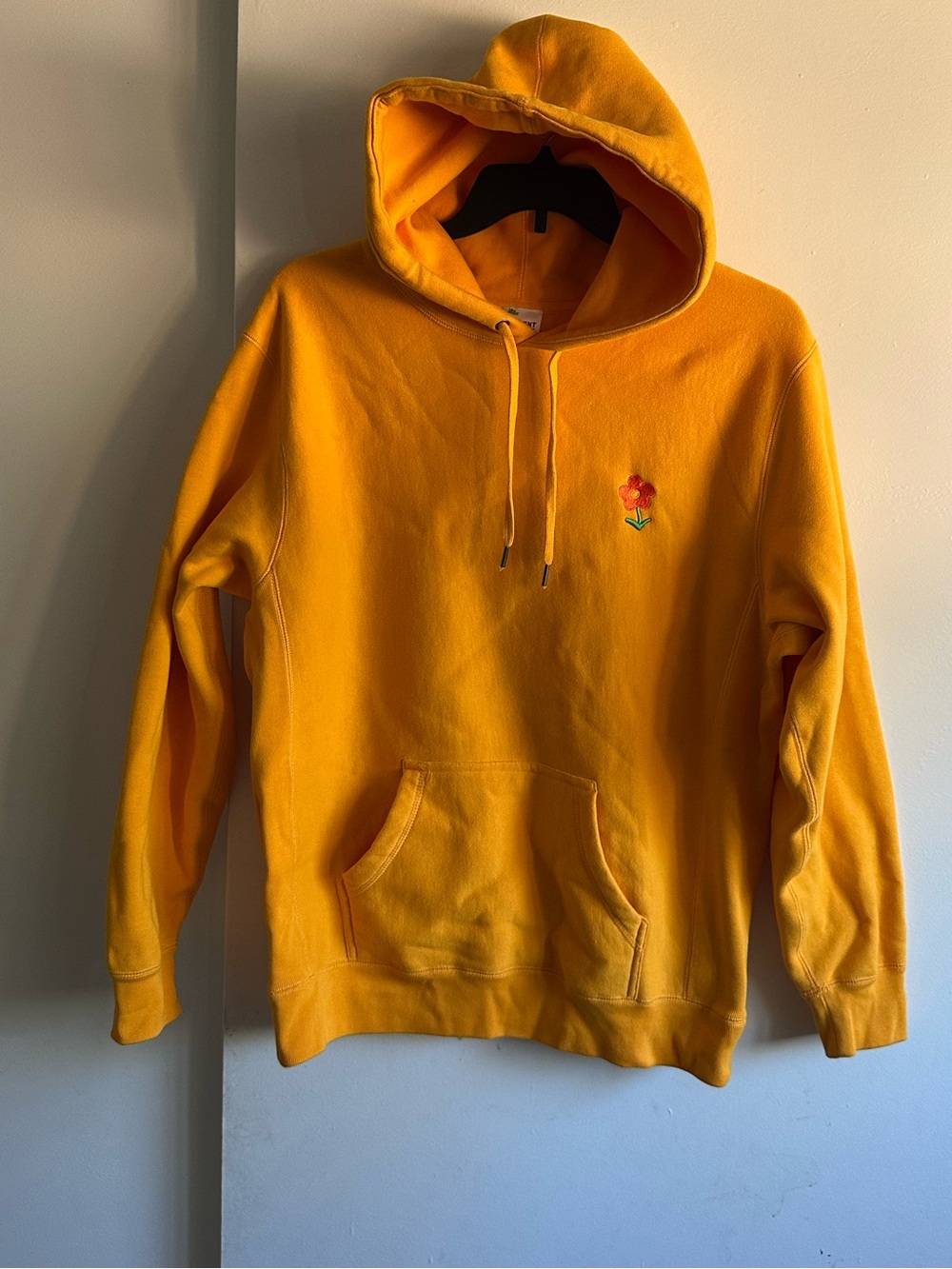 Golden Yellow Floral Embroidered Accent Hoodie